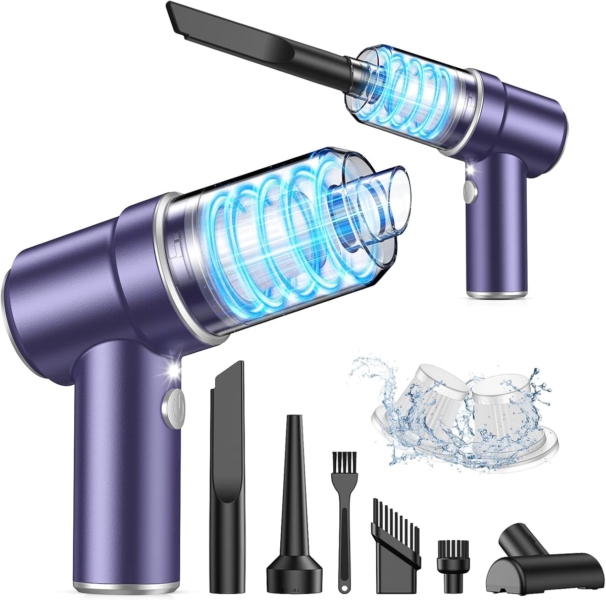 Handheld Car Vacuum Cleaner, Hand Held Vacuum Cleaner and Air Duster | 9000PA Strong Suction, Cordless, 120W High Power, Multi-Nozzles & LED Light, for Home, Car, Office, Pet