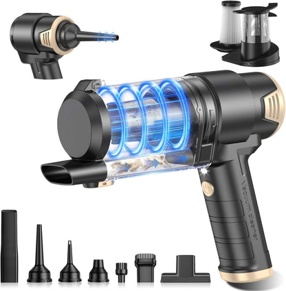 Handheld Car Vacuum Cleaner, Hand Held Vacuum Cleaner and Air Duster | 9000PA Strong Suction, Cordless, 120W High Power, Multi-Nozzles & LED Light, for Home, Car, Office, Pet