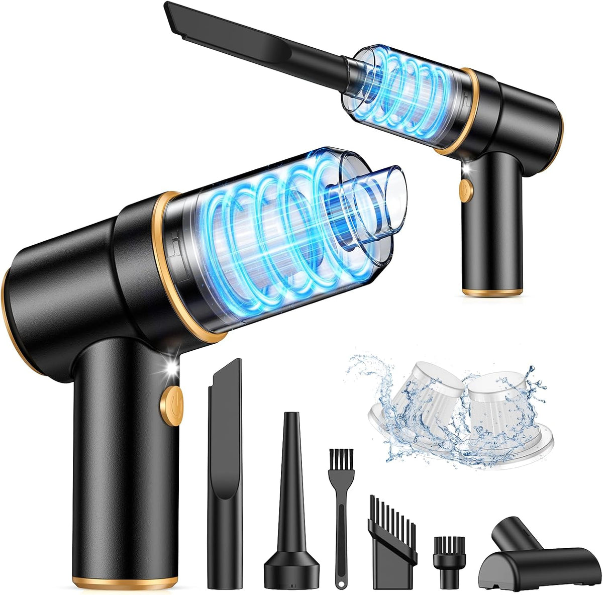Handheld Car Vacuum Cleaner, Hand Held Vacuum Cleaner and Air Duster | 9000PA Strong Suction, Cordless, 120W High Power, Multi-Nozzles & LED Light, for Home, Car, Office, Pet
