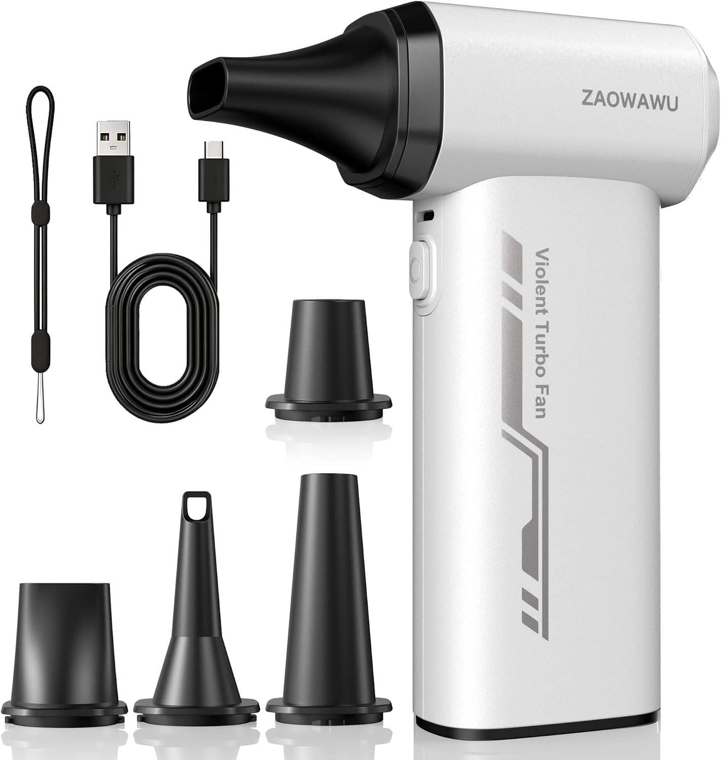 Electric Air Duster 150000 RPM Rechargeable Mini Blower with 4 Nozzles | 2H Fast Charge, Canned Air Alternative, 6000Mah Battery, 120Min Runtime, 3 Speeds, PC Cleaning Kit, 0.63Lb Handheld Blower