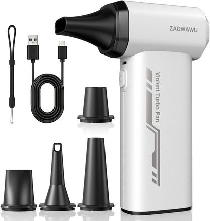 Electric Air Duster 150000 RPM Rechargeable Mini Blower with 4 Nozzles | 2H Fast Charge, Canned Air Alternative, 6000Mah Battery, 120Min Runtime, 3 Speeds, PC Cleaning Kit, 0.63Lb Handheld Blower